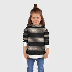 Толстовка-худи детская Черно-белая тельняшка текстура, цвет: 3D-белый — фото 2