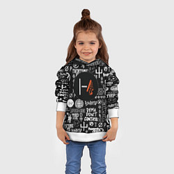 Толстовка-худи детская Twenty one pilots rock logo, цвет: 3D-белый — фото 2