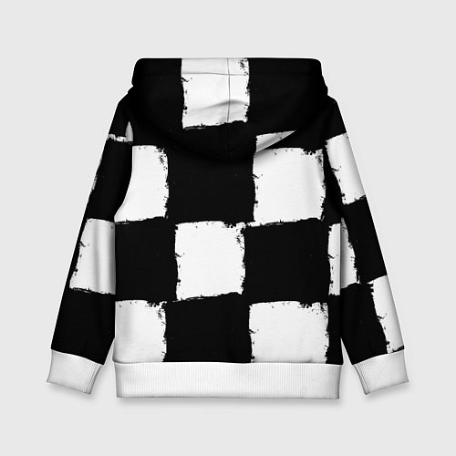 Детская толстовка Черные квадраты в виде шахматной доски / 3D-Белый – фото 2