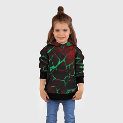 Толстовка-худи детская Битые плиты тёмно-красный с зелёным, цвет: 3D-черный — фото 2