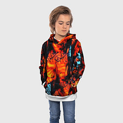 Толстовка-худи детская Абстрактная текстура рыжего пламени, цвет: 3D-белый — фото 2