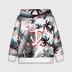 Толстовка-худи детская Doom тропики глитч, цвет: 3D-белый
