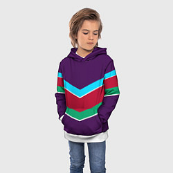 Толстовка-худи детская Фиолетовый с полосами, цвет: 3D-белый — фото 2