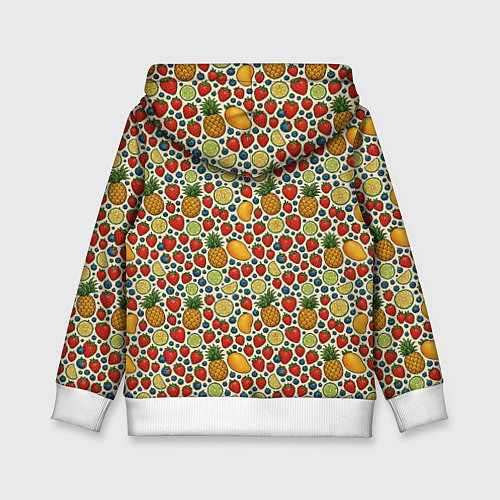 Детская толстовка Фрукты и ягоды в паттерне / 3D-Белый – фото 2