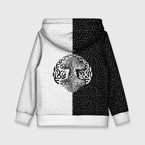 Детская толстовка Волки воины и знак молот тора в рунах / 3D-Белый – фото 2