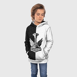 Толстовка-худи детская Волки воины и знак молот тора в рунах, цвет: 3D-белый — фото 2