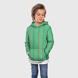 Толстовка-худи детская Color green cage brown stripes, цвет: 3D-белый — фото 2