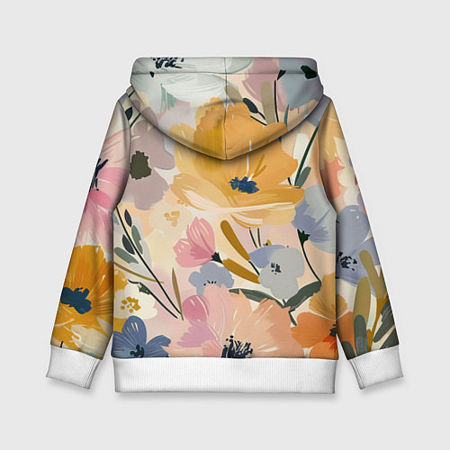 Детская толстовка Цветы акварель / 3D-Белый – фото 2