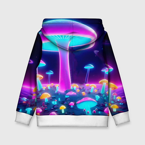 Детская толстовка Робот-сгибальщик Бендер на поляне неоновых грибов / 3D-Белый – фото 2