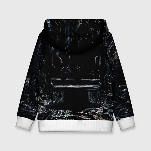 Детская толстовка Линейный силуэт музыканта / 3D-Белый – фото 2