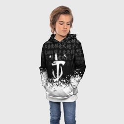 Толстовка-худи детская Doom японские символы краски, цвет: 3D-белый — фото 2