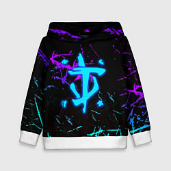 Толстовка-худи детская Doom неоновые штрихи, цвет: 3D-белый