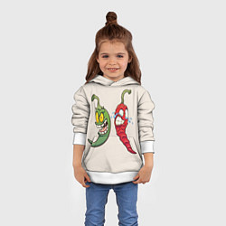 Толстовка-худи детская Мультяшные чили перцы безумные, цвет: 3D-белый — фото 2