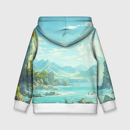 Детская толстовка Художественный берег со скалами / 3D-Белый – фото 2