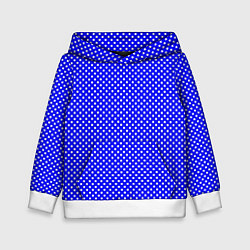 Толстовка-худи детская Синий в мелкий квадратик паттерн, цвет: 3D-белый