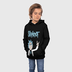 Толстовка-худи детская Slipknot и Рик Санчес из Рик и Морти, цвет: 3D-черный — фото 2