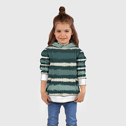 Толстовка-худи детская Полосы зигзагообразные зеленые, цвет: 3D-белый — фото 2