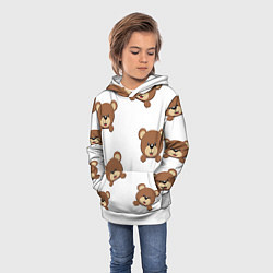 Толстовка-худи детская Мордашка мишки, цвет: 3D-белый — фото 2