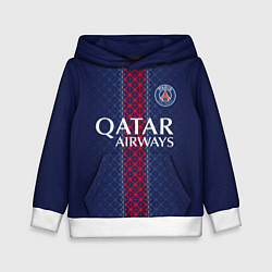 Толстовка-худи детская ПСЖ домашняя форма 25 26, цвет: 3D-белый