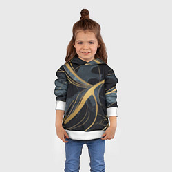 Толстовка-худи детская Мраморный узор с золотыми полосками, цвет: 3D-белый — фото 2