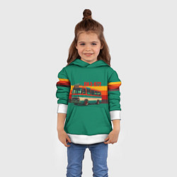 Толстовка-худи детская Ретро автобус ПАЗ-672, цвет: 3D-белый — фото 2