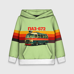 Толстовка-худи детская Ретро автобус ПАЗ-672 поп-арт, цвет: 3D-белый