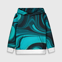 Толстовка-худи детская Мраморный малахитовый узор из изумрудных разводов, цвет: 3D-белый
