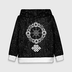 Толстовка-худи детская Шлем ужаса агисхьяльм в кельтском узле, цвет: 3D-белый