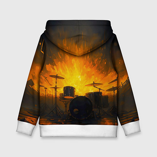 Детская толстовка Гитарист играющий в пламени / 3D-Белый – фото 2