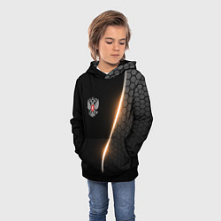 Толстовка-худи детская Герб России и неоновая линия, цвет: 3D-черный — фото 2