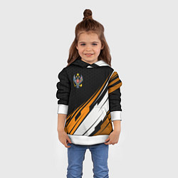 Толстовка-худи детская Российская империя - оранжевый спорт, цвет: 3D-белый — фото 2