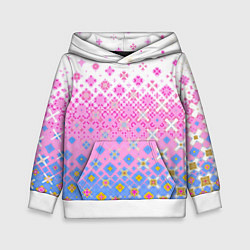 Толстовка-худи детская Розово-голубой узор, цвет: 3D-белый