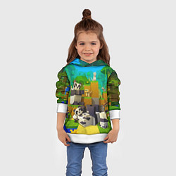 Толстовка-худи детская Майнкрафт - панды, цвет: 3D-белый — фото 2