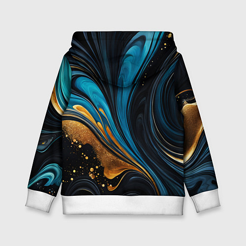 Детская толстовка Сине-золотая абстракция / 3D-Белый – фото 2