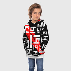 Толстовка-худи детская Ы, паттерн, цвет: 3D-белый — фото 2