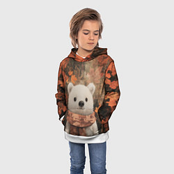 Толстовка-худи детская Белый мишка в осеннем лесу, цвет: 3D-белый — фото 2