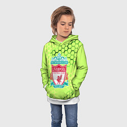 Толстовка-худи детская Ливерпуль кислотные соты, цвет: 3D-белый — фото 2