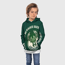 Толстовка-худи детская Milwaukee Bucks надпись, цвет: 3D-белый — фото 2