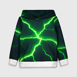 Толстовка-худи детская Зеленый неон из плит, цвет: 3D-белый