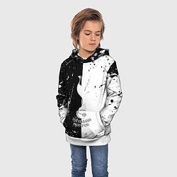 Толстовка-худи детская Тоттенхэм черно белые брызги, цвет: 3D-белый — фото 2