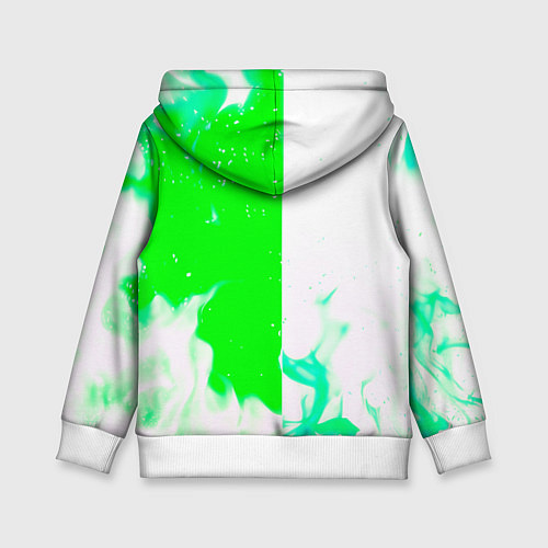 Детская толстовка Ливерпуль зеленый огонь текстура / 3D-Белый – фото 2