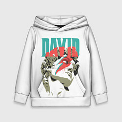 Толстовка-худи детская David Bowie статуя Давида, цвет: 3D-белый