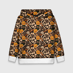 Детская толстовка Новогодний орнамент с корицей и дольками апельсина