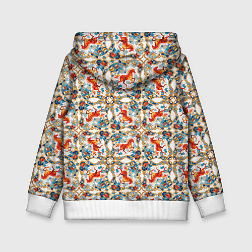Детская толстовка Орнамент с лошадью - символом Нового 2026 года / 3D-Белый – фото 2