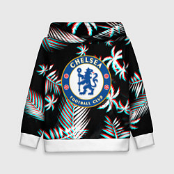Толстовка-худи детская Chelsea тропики глитч текстура, цвет: 3D-белый