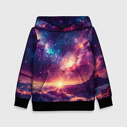 Толстовка-худи детская Фантастический космос вид с планеты, цвет: 3D-черный