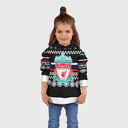 Толстовка-худи детская Ливерпуль текстура триколор зима, цвет: 3D-белый — фото 2