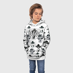 Толстовка-худи детская UFO и котики, цвет: 3D-белый — фото 2