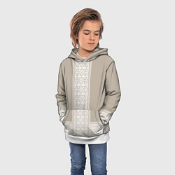 Толстовка-худи детская Славянский орнамент-вышиванка рубаха, цвет: 3D-белый — фото 2