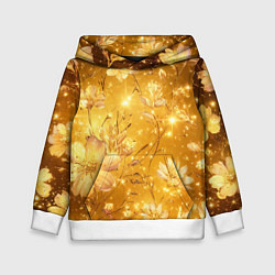 Толстовка-худи детская Цветочный золотой с искрами, цвет: 3D-белый